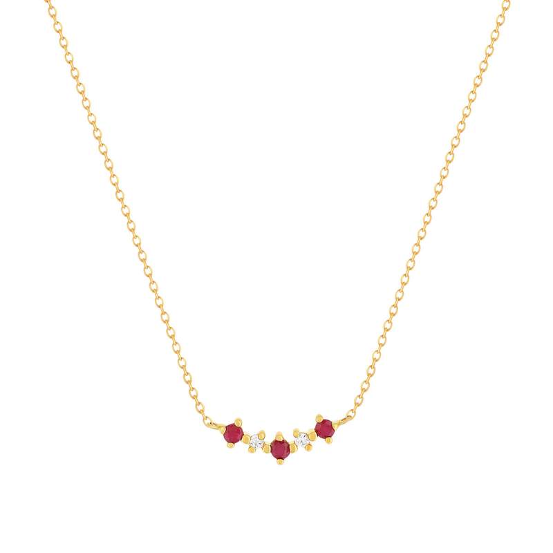 Collier or 375 jaune rubis et zirconias 45cm - vue 1