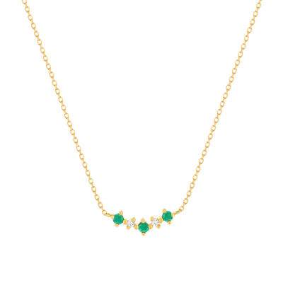 Collier or 375 jaune émeraudes et zirconias 45cm - vue 1
