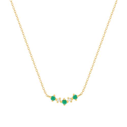 Collier or 375 jaune émeraudes et zirconias 45cm