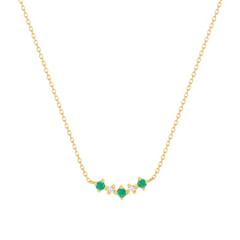 Collier or 375 jaune émeraudes et zirconias 45cm - vue 1