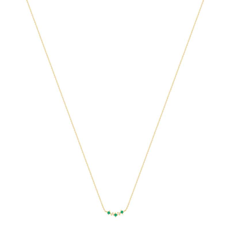 Collier or 375 jaune émeraudes et zirconias 45cm - vue 2