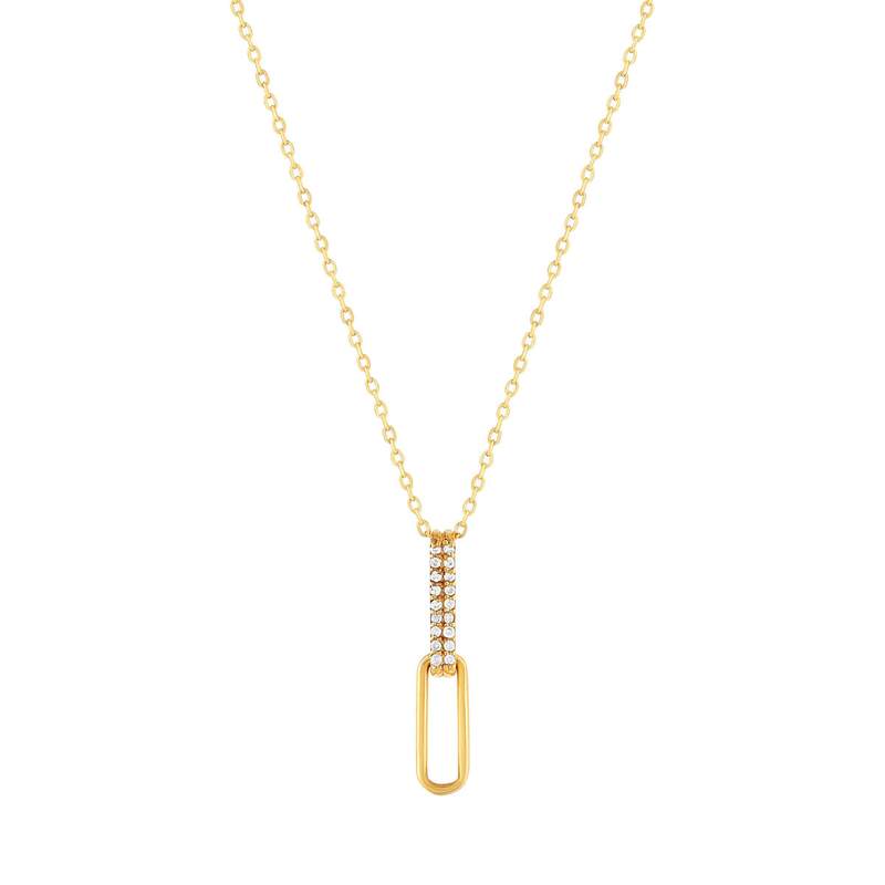 Collier or 375 jaune diamants 43cm - vue 1