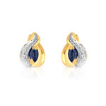 Boucles d'oreilles or 750 2 tons saphirs navettes - vue 1
