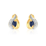 Boucles d'oreilles or 750 2 tons saphir
