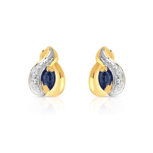 Boucles d'oreilles or 750 2 tons saphirs navettes