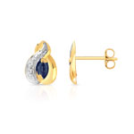 Boucles d'oreilles or 750 2 tons saphirs navettes - vue D1