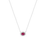 Collier or 750 blanc rubis et diamants 45cm - vue 1