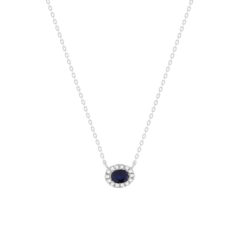 Collier or 750 blanc saphirs et diamants 45cm - vue 1