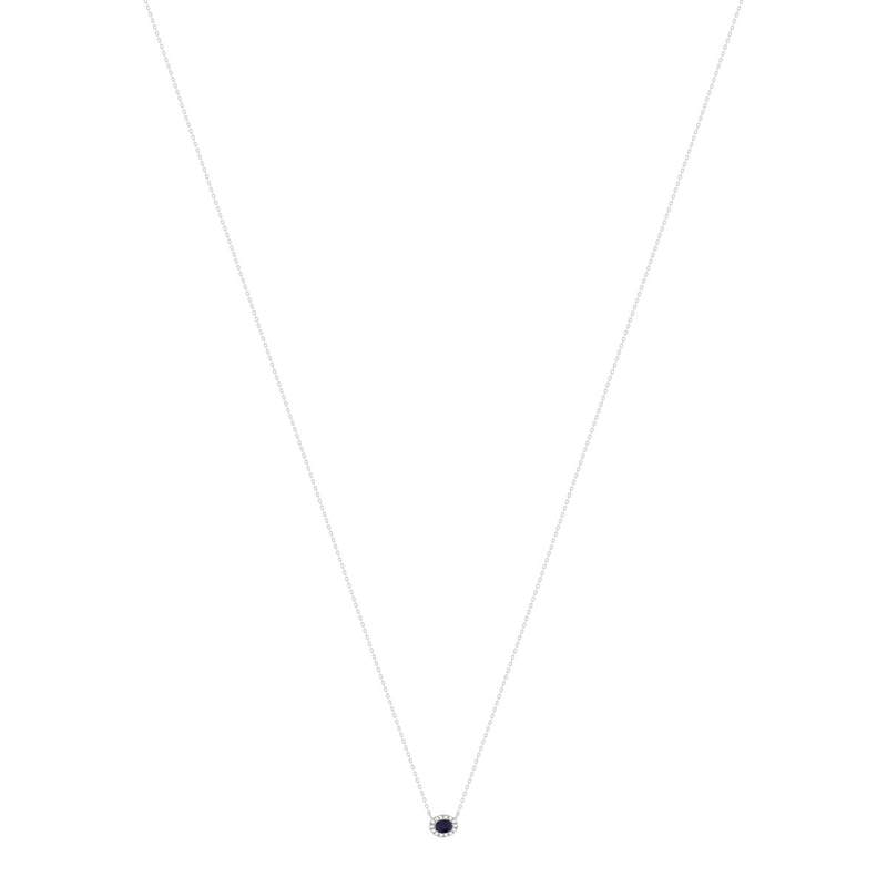 Collier or 750 blanc saphirs et diamants 45cm - vue 2