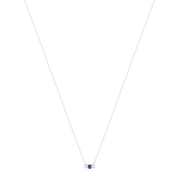 Collier or 750 blanc améthyste et topazes traitées Sky Blue 43cm