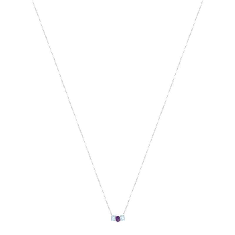 Collier or 750 blanc améthyste et topazes traitées Sky Blue 43cm - vue 2