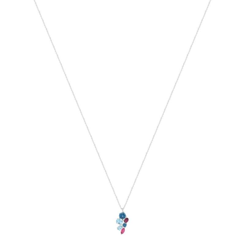 Collier or 750 blanc topaze london blue topaze sky blue et iolites 43cm - vue 2