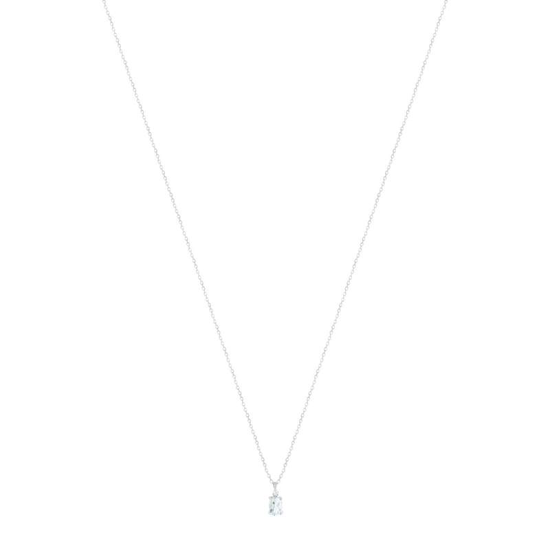 Collier or 750 blanc aigue marine et diamants 43cm - vue 2