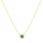 750 yellow gold necklace with 0.13 ct emeralds and 0.056 ct diamonds, 43 cm - view 1