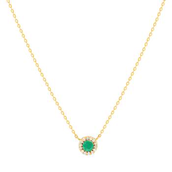 Collier or 750 jaune émeraudes 0.13 ct et diamants 0.056 ct 43cm