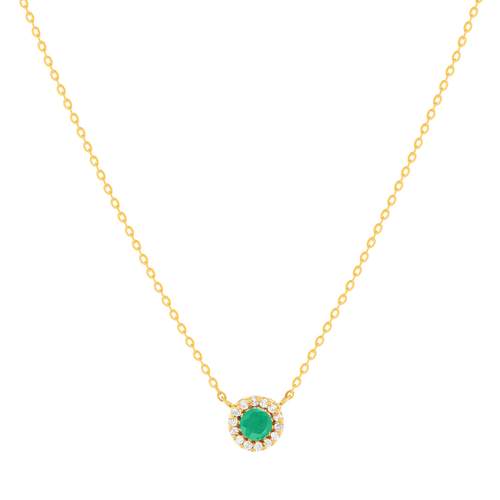 Collier or 750 jaune émeraudes 0.13 ct et diamants 0.056 ct 43cm