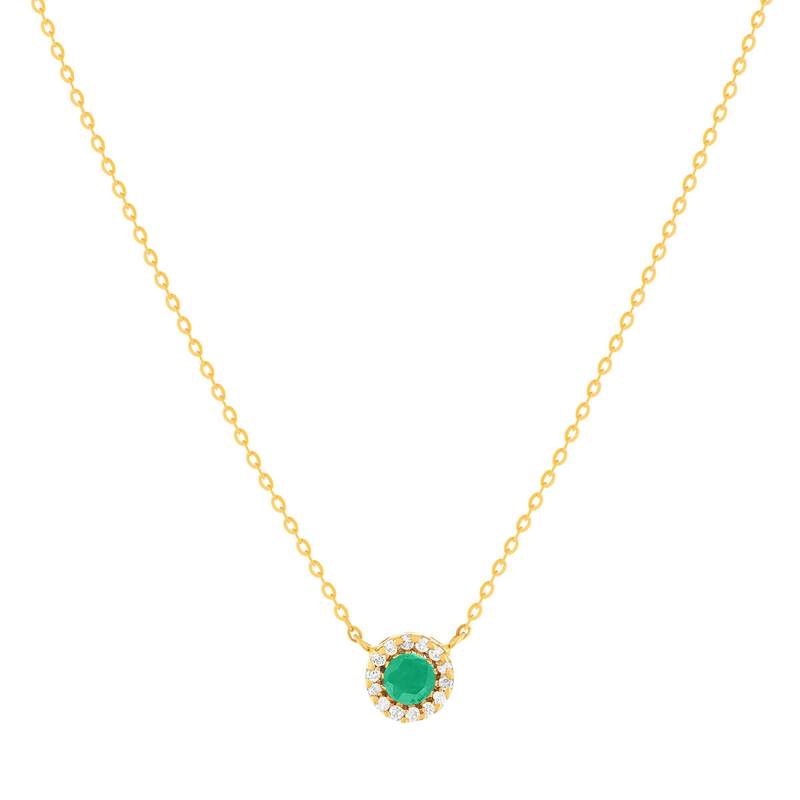 Collier or 750 jaune émeraudes et diamants 43cm - vue 1