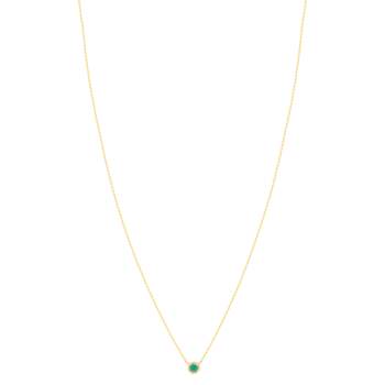 Collier or 750 jaune émeraudes 0.13 ct et diamants 0.056 ct 43cm