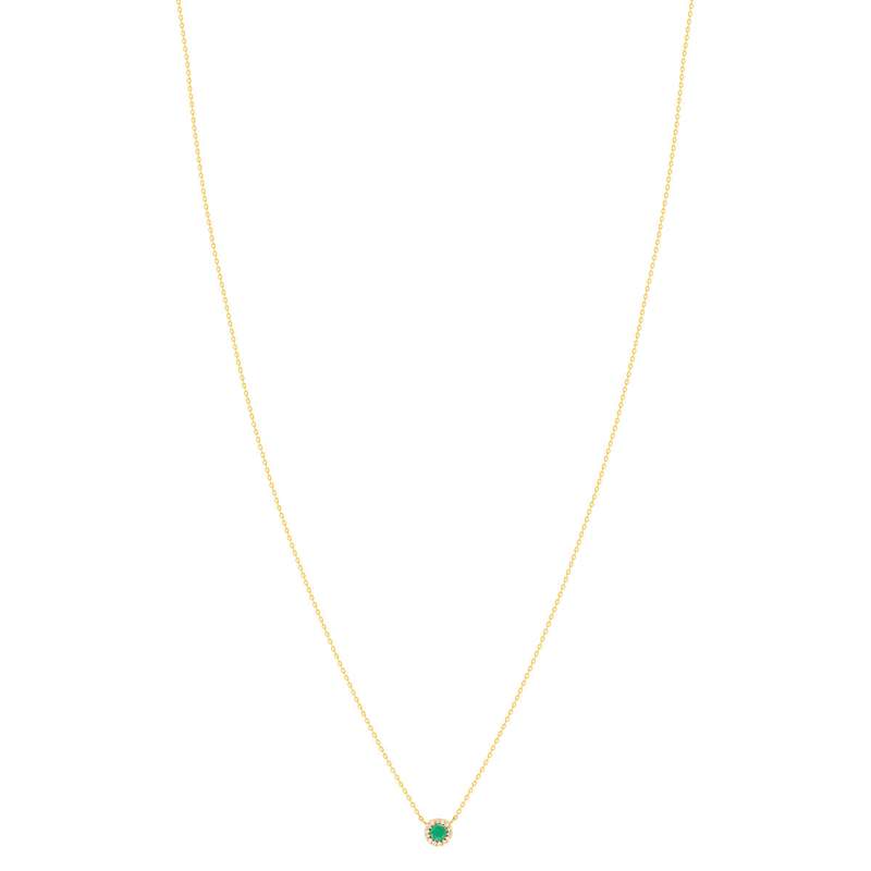 750 yellow gold necklace with 0.13 ct emeralds and 0.056 ct diamonds, 43 cm - view 2