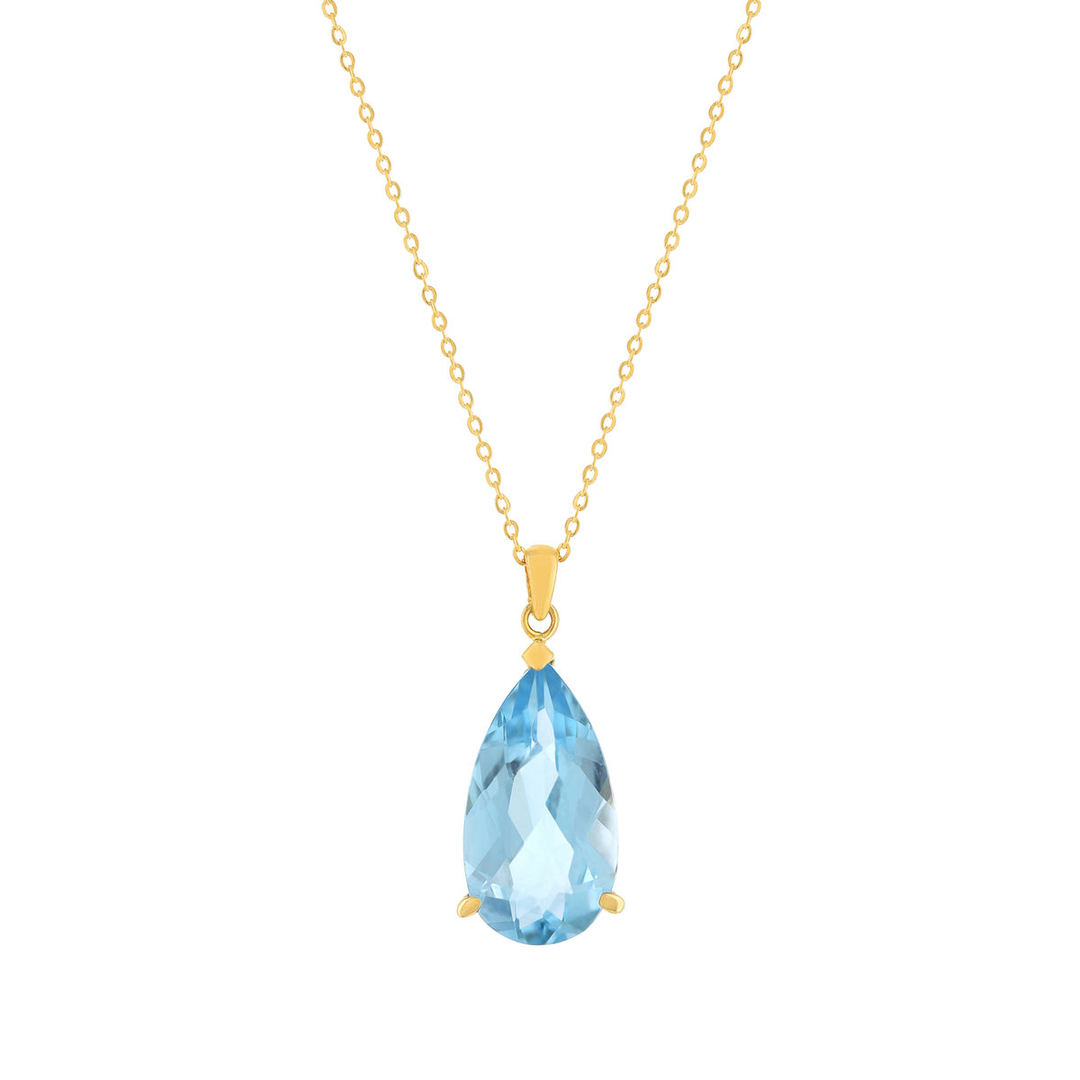 Collier or 750 jaune topaze sky blue 43cm