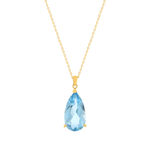 Collier or 750 jaune topaze traitée sky blue 43cm - vue 1