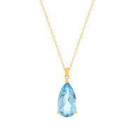Collier or 750 jaune topaze traitée sky blue 43cm