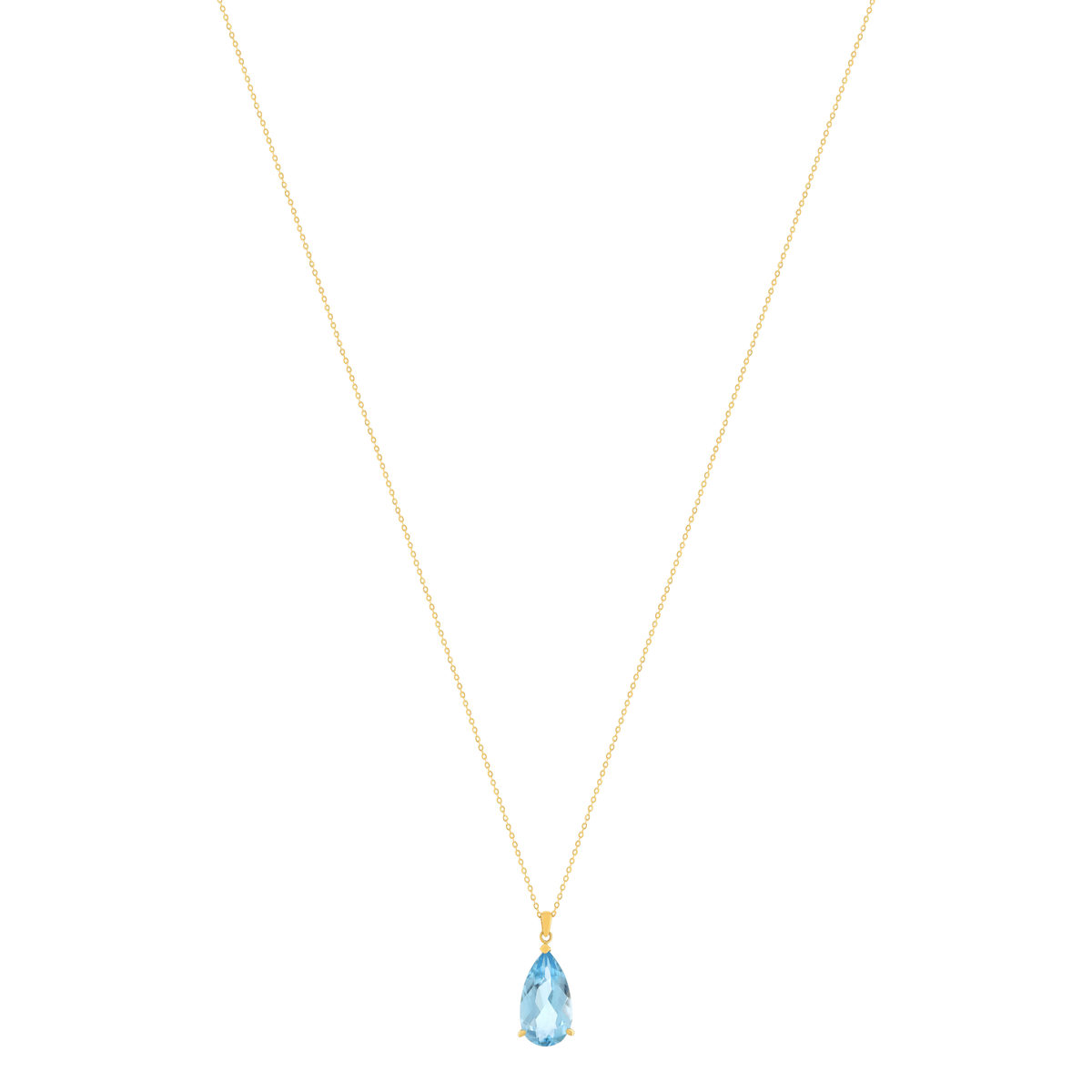 Collier or 750 jaune topaze traitée sky blue 43cm - vue 2