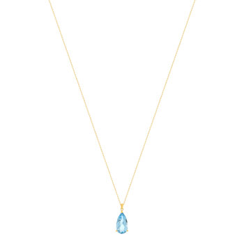 Collier or 750 jaune topaze traitée sky blue 43cm