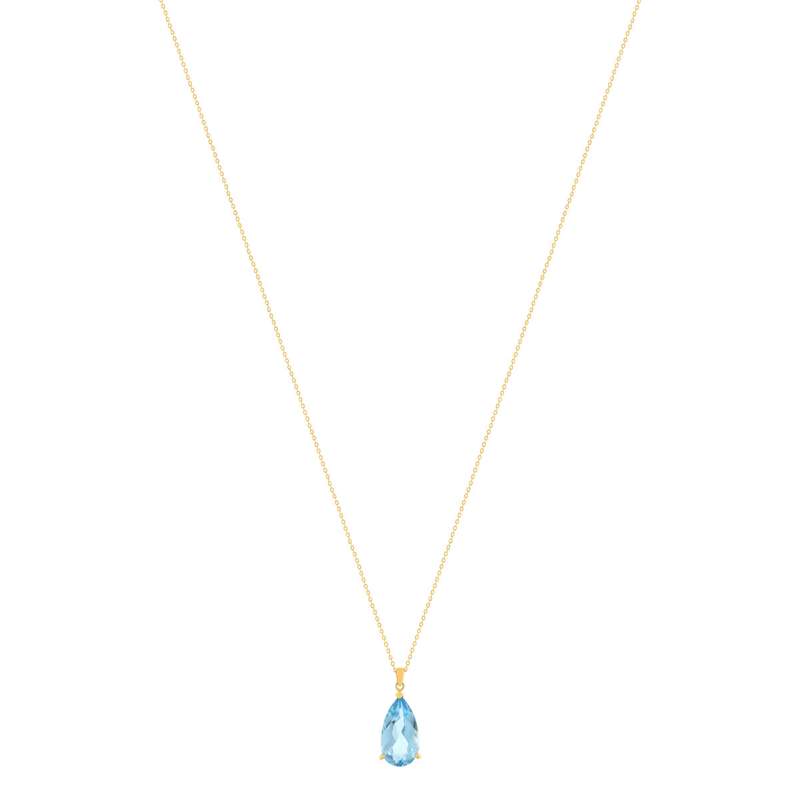 Collier or 750 jaune topaze traitée sky blue 43cm - vue 2