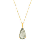 Collier or 750 jaune quartz vert 43cm