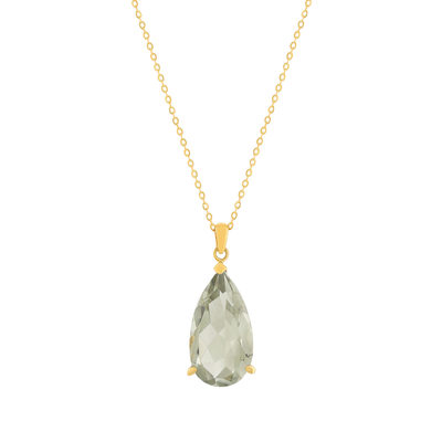 Collier or 750 jaune quartz vert 43cm - vue 1