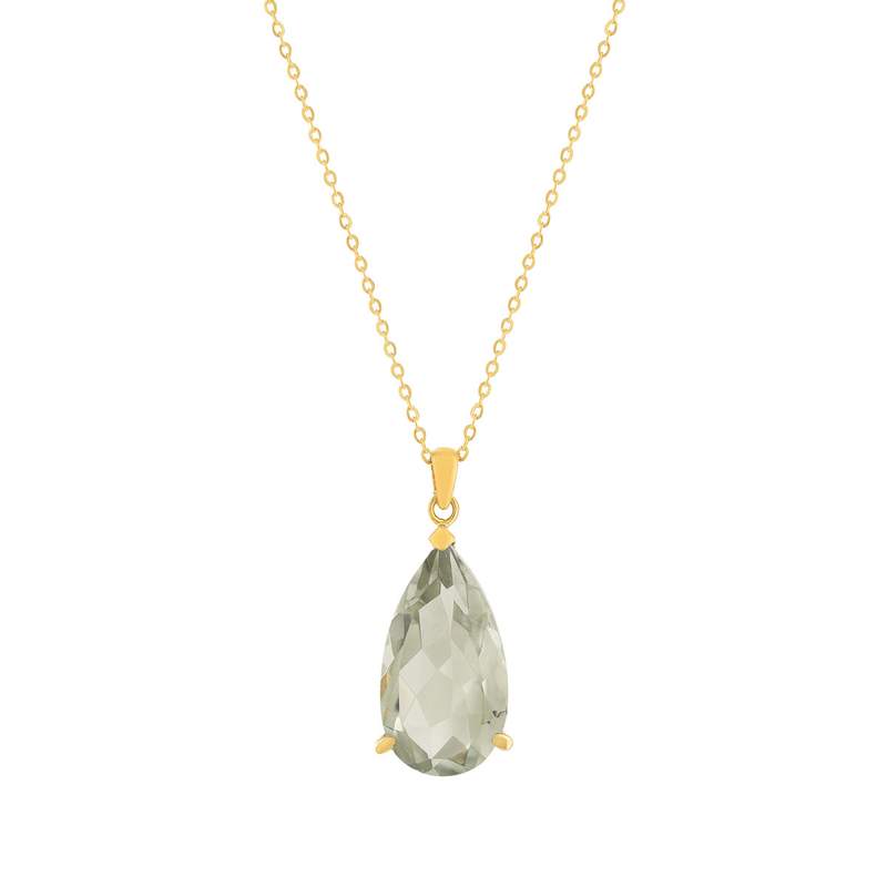 Collier or 750 jaune quartz vert 43cm - vue 1