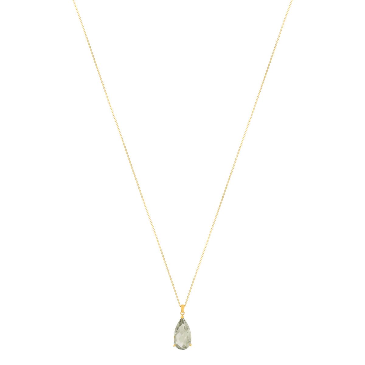 Collier or 750 jaune quartz vert 43cm - vue 2