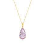 Collier or 750 jaune améthyste rose 43cm - vue 1