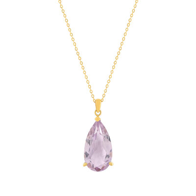 Collier or 750 jaune améthyste rose 43cm - vue 1