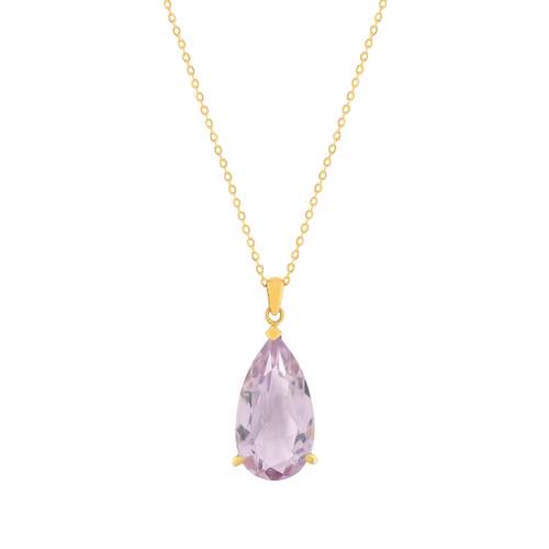 Necklace gold 750 yellow pink amethyst 43cm