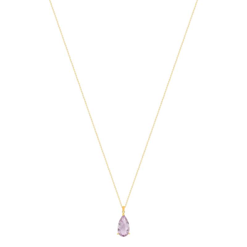 Collier or 750 jaune améthyste rose 43cm - vue 2