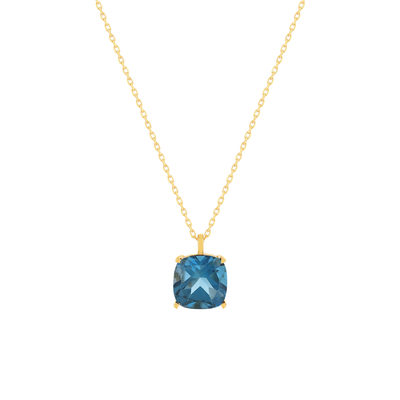 Collier or 750 jaune topaze London Blue traitée 45cm - vue 1