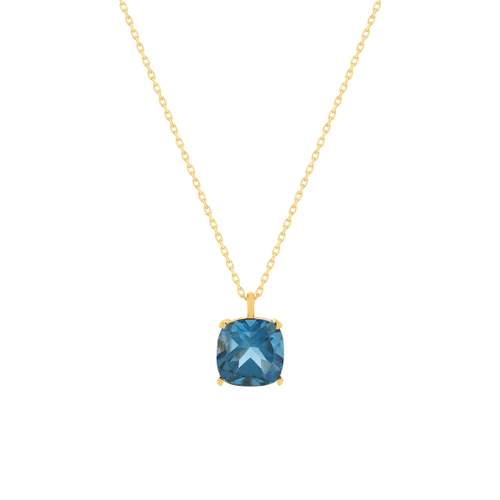750 yellow gold necklace with London Blue treated topaz, 45cm