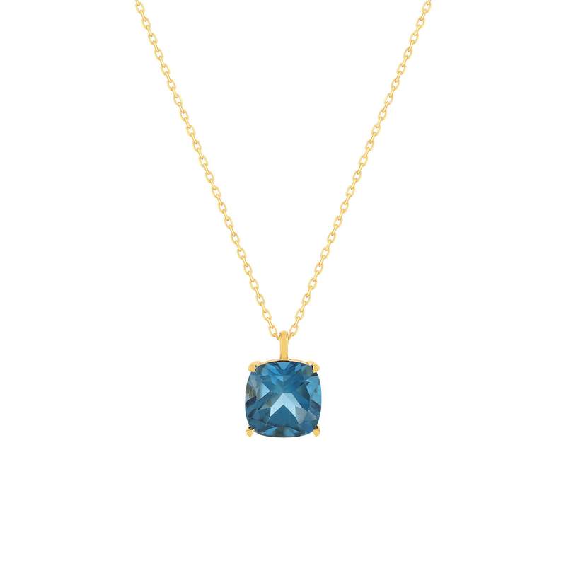 Collier or 750 jaune topaze London Blue traitée 45cm - vue 1