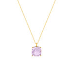 Collier or 750 jaune améthyste rose 45cm - vue 1