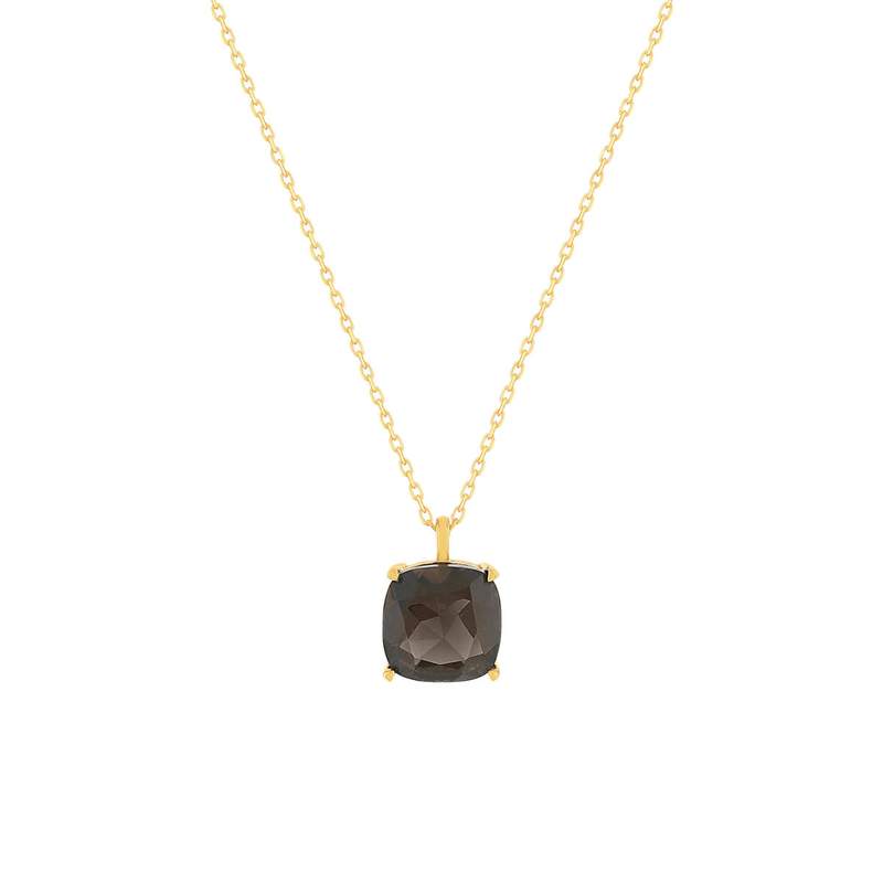 Collier or 750 jaune quartz fumé 45cm - vue 1