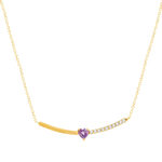 Collier or 750 jaune améthyste et zirconias 43cm - vue 1
