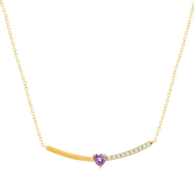Collier or 750 jaune améthyste et zirconias 43cm - vue 1