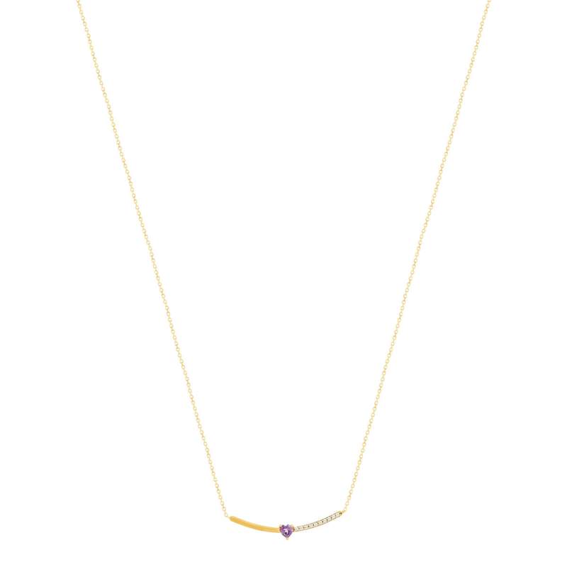 Collier or 750 jaune améthyste et zirconias 43cm - vue 2