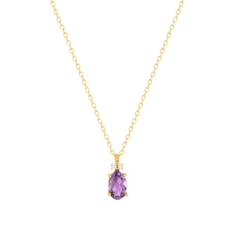 Collier or 750 jaune améthystes et diamants 43cm - vue 1