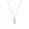 750 yellow gold necklace with treated Sky Blue topaz and diamonds, 45cm - view V1