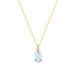 Collier or 750 jaune topaze Sky Blue traitée et diamants 45cm - vue 1