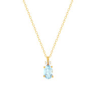 Collier or 750 jaune topaze Sky Blue traitée et diamants 45cm
