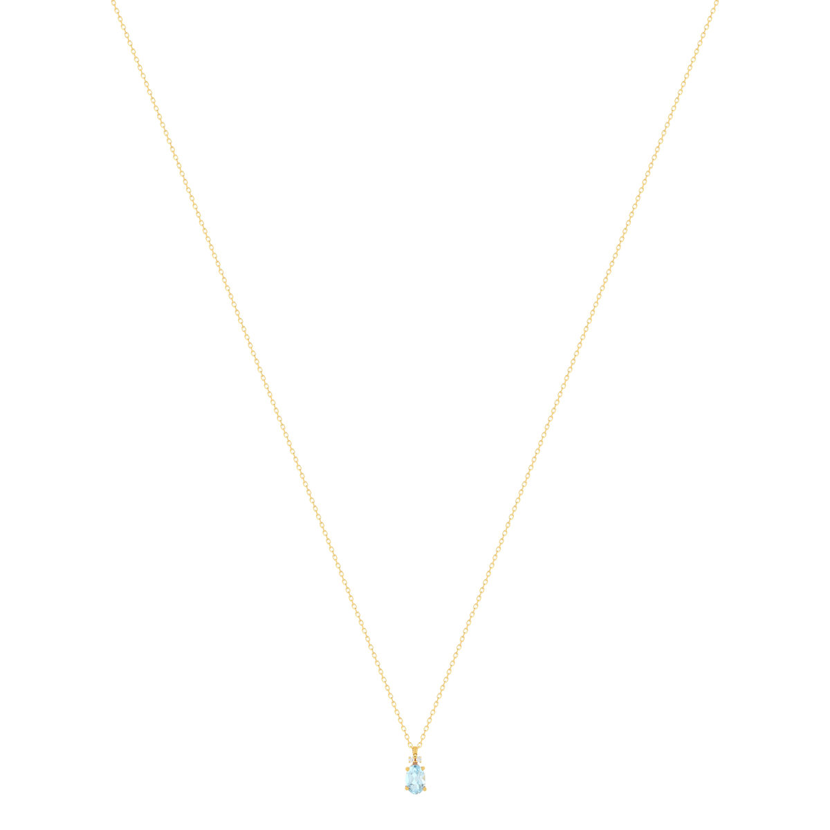 Collier or 750 jaune topaze Sky Blue et diamants 45cm - vue 2